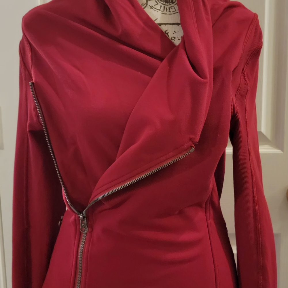 Red Asymmetrical Zip Jacket - Picture 7 of 12
